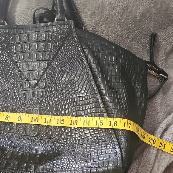 Raviani Usa Xl Black Croc-Embossed Satchel Bag - Picture 2 of 10